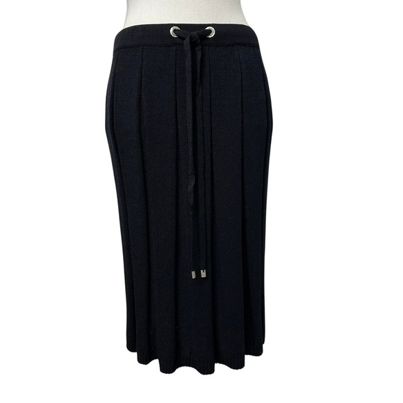 NEW ST. JOHN SPORT Wool/Rayon Santana Knit Skirt Mid Length Black Size Medium - Picture 1 of 8